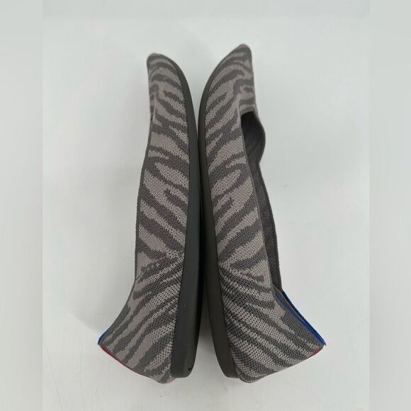 Rothy's Flat Shoes Womens Size 9.5 Gray Blue Zebra Print Pointed Toe Slip On - Picture 6 of 8